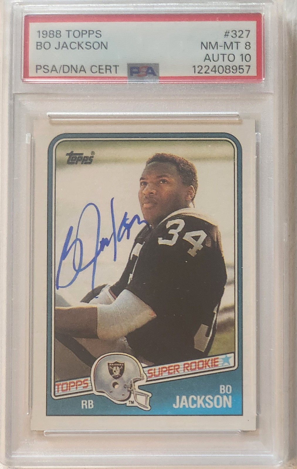 1988 Topps Bo Jackson PSA NM MINT 8 AUTO 10 RC #327 [MOST POPULAR ROOKIE!] DNA