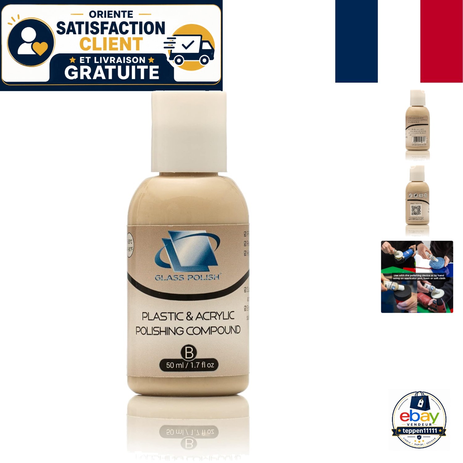 Polisseur de plastique acrylique plexiglas pour rénovation et brillance 50ml