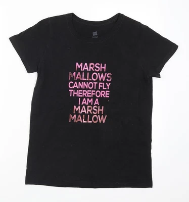 Hanes Womens Black Basic T-Shirt Size S - Marshmallows Can Not Fly Therefore - Image 1 of 4