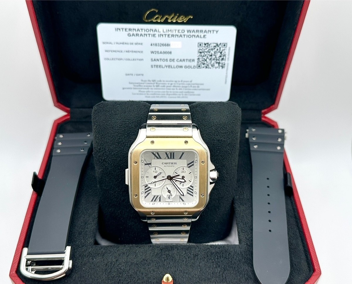 2024 Cartier Santos XL Chronograph W2SA0008 4183 18K Gold Steel