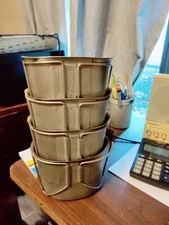 GENUINE US Military Issue Metal CANTEEN CUP (4)  1 QT USGI Wire Handle