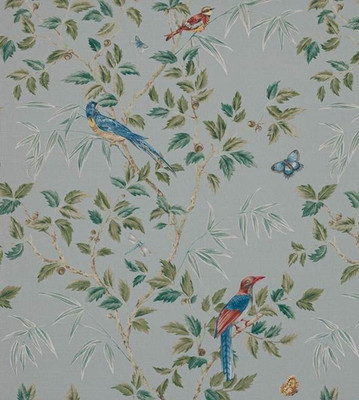 COLEFAX UND FOWLER VORHANGSTOFF DESIGN Ashdown 4,3 METER ALTBLAU LEINENMISCHUNG