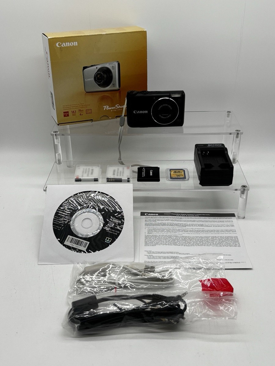 Canon PowerShot A2200 14.1MP Digital Camera Black 3 Batt SD