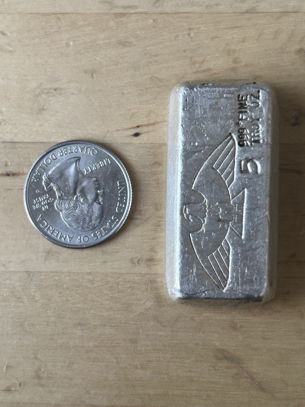 Vintage 5oz Montana Eagle Poured Silver Bar VERY RARE  Grail Piece!