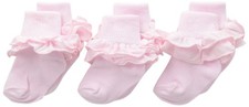 3 Pair Pack Girls 2-6X Misty Ruffle Turn Cuff Socks Hosiery Fashion Set Cotton