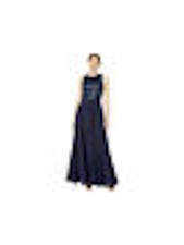 CALVIN KLEIN Womens Navy Sleeveless Full-Length Evening Shift Dress 2