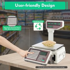 Commercial Digital Price Computing Scale 66Lbs with Label Barcode Printer