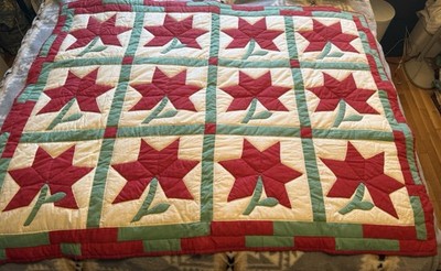 Vintage Hand-Stitched/Made Patchwork Patterned Americana Quilt 44 X 56 