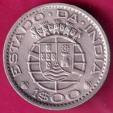 PORTUGUESE INDIA GOA 1 ESCUDO 1959 RARE COIN #WB16