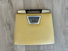 Vintage MCM BORG Bathroom Scale Chrome Handle Harvest Gold Yellow Mustard WORKS