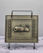 Burnes of Boston Baby Shoes Flip Photo Frame Album Metal Display Nursery Decor