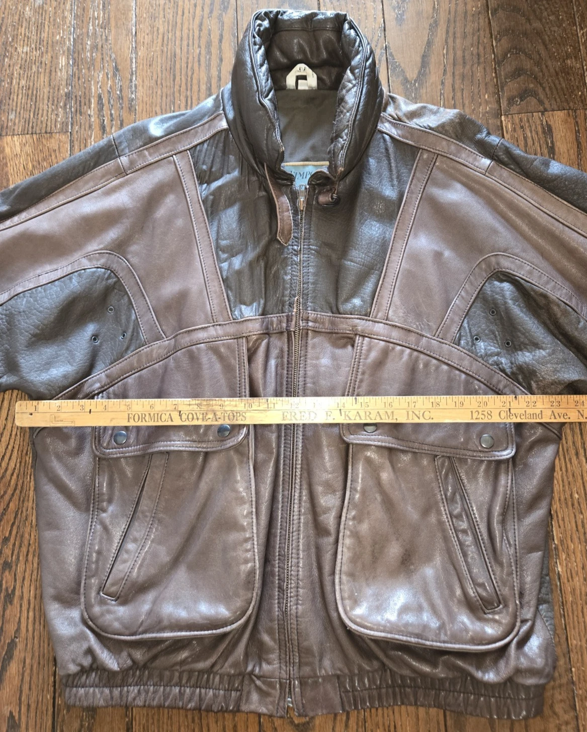 Vtg Aeropostale Compagnie Generale Leather Bomber Jacket Size 46 1980s 90s - product detail image 10