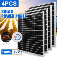 400W Solar Panel 12V PV 100Watt Monocrystalline Home RV Roof Shed Back-up Power