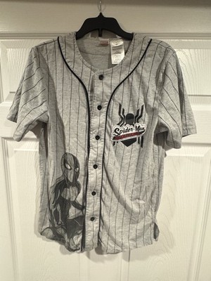 Marvel Spider-Man Homecoming Queens NY Pinstripe Baseball  Jersey Youth XL