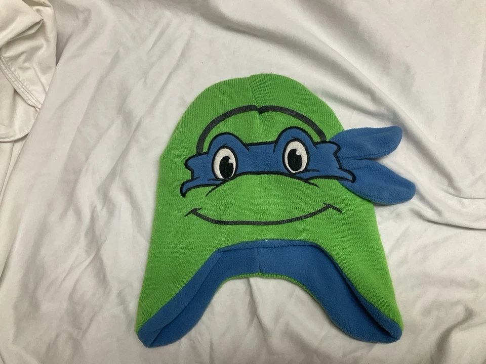 Chapéu de lã inverno Teenage Mutant Ninja Turtles Leonardo rosto abas de orelha Leo 2-3Y - Imagem 2 de 4
