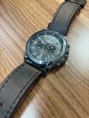 Curren Chronograph Watch M:8314, Stainless Steel Back, Water Resistant, Leather