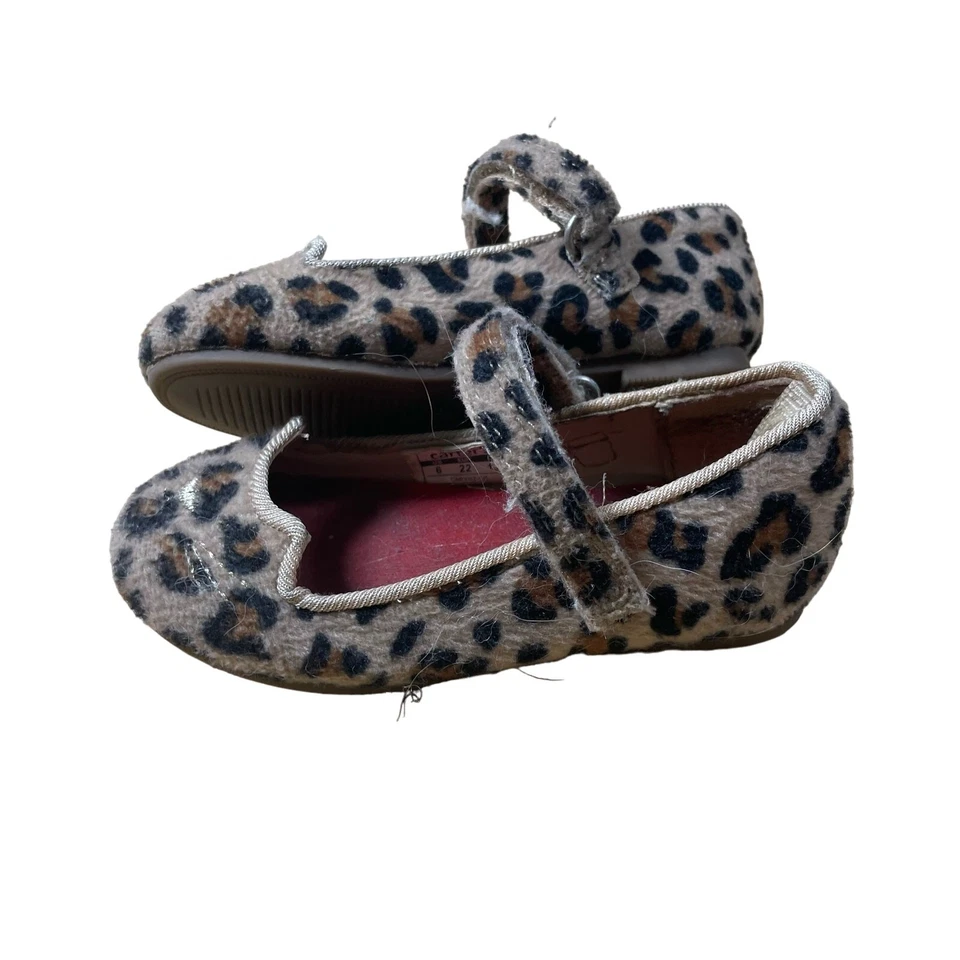 Carter's Toddler Embroidered Cat Face Leopard Print Mary Jane Shoes - Size 6 - Image 4 of 4