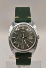 Vintage 1976 Timex Viscount  Date - Mens Automatic - Gray Green Camo Dial Watch