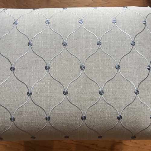 Mahogany Queen Anne Footstool Bench Stool Neutral Fabric - Picture 4 of 7