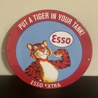 VINTAGE ESSO PUT TIGER IN YOUR TANK GASOLINE MOTOR OIL PORCELAIN SIGN