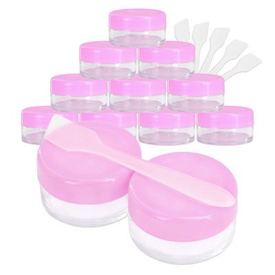 12PCS 10G/10ML Makeup Cream Cosmetic Pink Sample Jar Containers with Spatulas