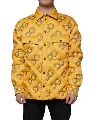 Dolce Gabbana Yellow Logo Padded Buttoned Blouson Men's