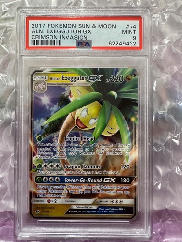 ALOLAN EXEGGUTOR GX 74/111 2017 PSA 9 POKEMON SUN & MOON CRIMSON INVASION