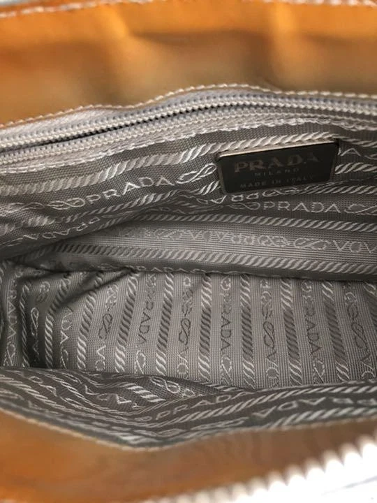 PRADA Nylon Shoulder Bag Tote Bag Auth Blue Brown Gray Medium Women Italy 118321 - Image 4 of 4