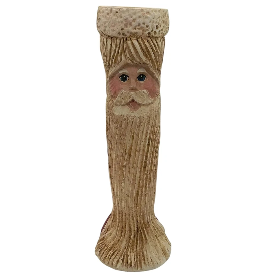 Vintage 1992 Wooden Santa Claus 6" Candlestick Holder By Wood World - Image 2 of 4