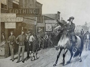 Horse Auction American West Frontier Town Street Scene 17 Zogbaum Old Print Ebay