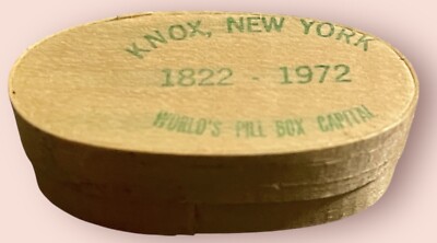 Vintage Knox NY  World s Pill Box Capital  1822-1972 Small Wood Pill Box
