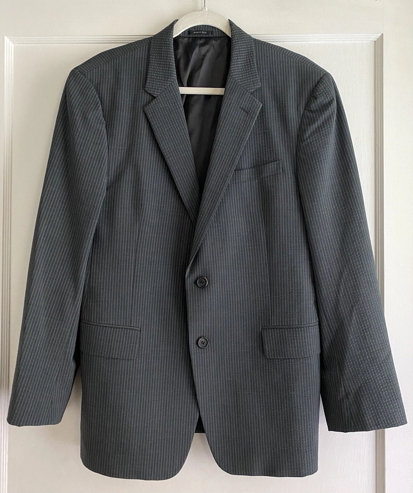 Giacca blazer uomo Prada grigio antracite a righe 2 bottoni slim fit taglia 52R