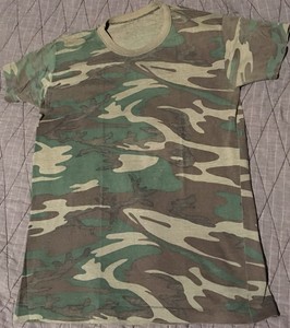 Vtg-80s-90s-Camo-Army-Shirt-L-Single-Stitch-USA-Made-Thin-Faded-Distressed-Soft