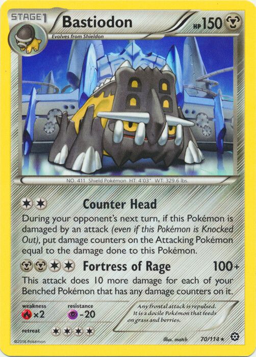 Pokemon - Bastiodon - 70/114 - Rare - XY - Steam Siege - NM
