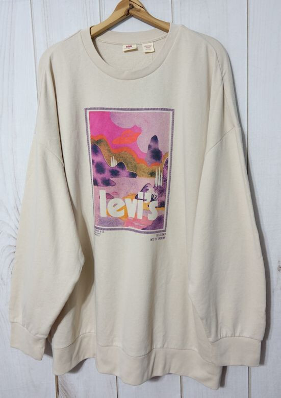 Levis Womens XXL Oversized Lightweight Sweatshirt Comfy Landscape Tapioca New  