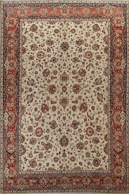 Antique Ivory Vegetable Dye Mahal Area Rug 8x12 Handmade For Dining Room Carpet
