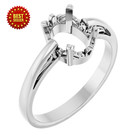 Solitaire Ring Mounting Scroll Style 4 Prong for Oval Cut Solid 14K White Gold