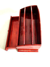 Ancien Porte-courrier En Bois Acajou – Marqueterie, Style Colonial Britannique, Fixation Murale