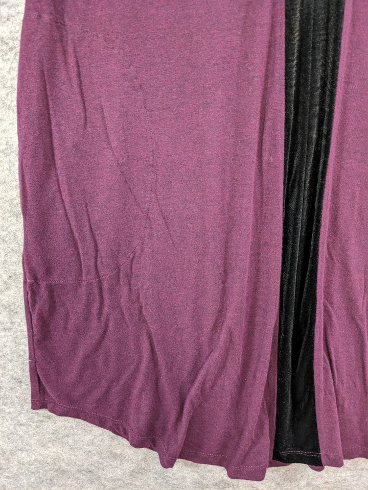 Camisón Donna Karan Mujer Medio Púrpura Negro Elastizado Tejido Bolsillos Manga 3/4 Foto 3 de 4