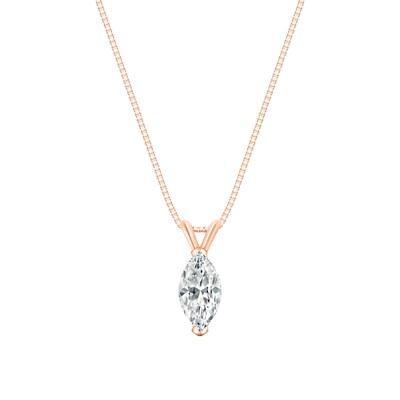 3/4 kt Marquise Lab Created gewachsener Diamant Anhänger Halskette 14 K Rotgold Kostenloser Versand