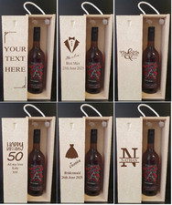 ANY TEXT Engraved Personalised Wooden Wine Gift Box Birthday Wedding Birthday 