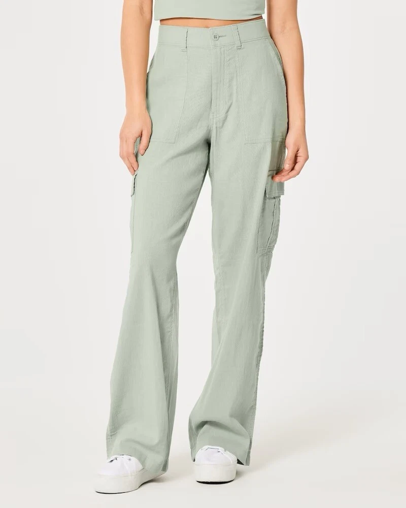 Hollister Women's Ultra High-Rise Drapey Cargo Pants, Sage Green