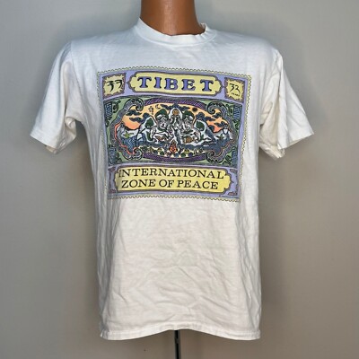 Vintage 1990s Tibet International Zone of Peace T-Shirt 90s Oneita
