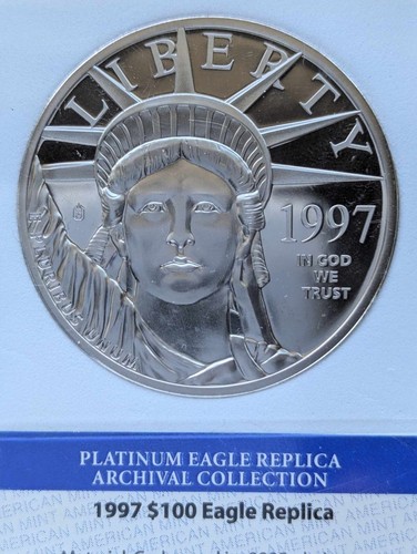 1997 U.S "REPLICA" $100 Platinum Eagle Proofs from American Mint, Platinum - 第 3/4 張圖片