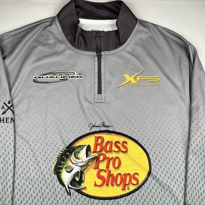 希少 BASS PRO SHOPS フィッシングシャツ M Bass Pro Shops Johnny Morris Fishing Shirt Long Sleeve 1/4 Zip