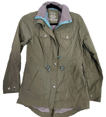 LL Bean Bradbury Stretch Weather Resistant Jacket Windbreaker XXS Olive Green