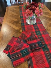VTG 1990 Christmas Tartan Plaid 68  Table Run...