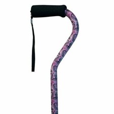 Ladies Purple Butterfly Print Offset Handle Adjustable Shaft 30-39" Walking Cane