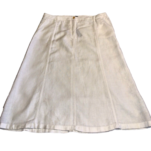 NWT Talbots Plus White 100% Linen Flared Maxi Skirt 18W