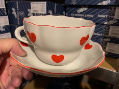 Cesky porcelan Dubi Bohemia Tasse + Untertasse  D+D Herzchen 0,35 L + R 18,5 CM